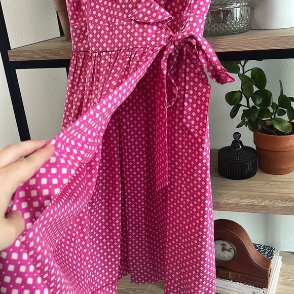 J.CREW SILK Fontana Geo Printed Wrap Retro Tie Waist Dress, 2 - Picture 8 of 9